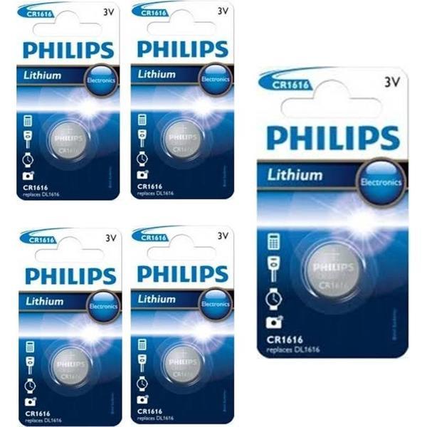 5 Stuks - Philips CR1616 3v lithium knoopcelbatterij