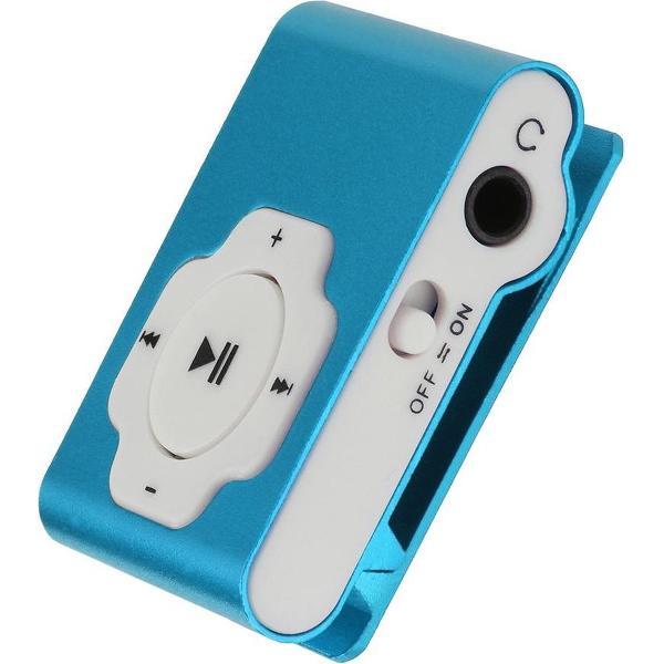 Mini mp3 speler | inclusief usb data kabel en oordopjes | geschikt voor micro sd-kaart (exclusief) | blauw