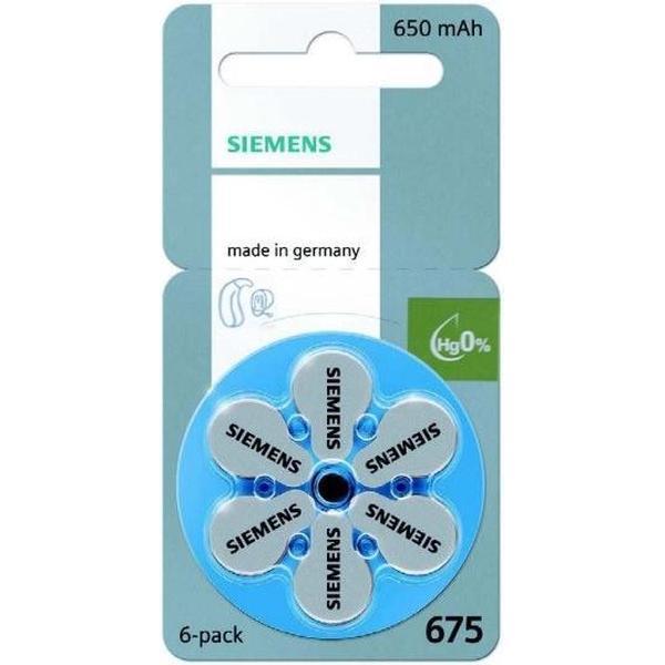 Blister met 6 stuks - Siemens 675MF Hg 0% Gehoorapparaat batterijen 650mAh 1,45V