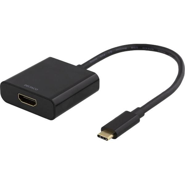 DELTACO USBC-HDMI8 USB-C naar HDMI adapter - UltraHD 4K 30Hz - Zwart