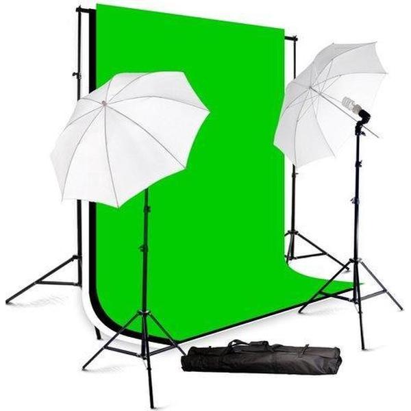 Bresser Fotostudioset - BR-2116 - Twee Lamphouders - Incl. Achtergrondsupport en Achtergronddoeken