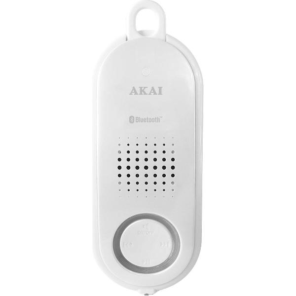 AKAI - Waterdichte Douchespeaker met Bluetooth en ingebouwde microfoon om te bellen - Wit