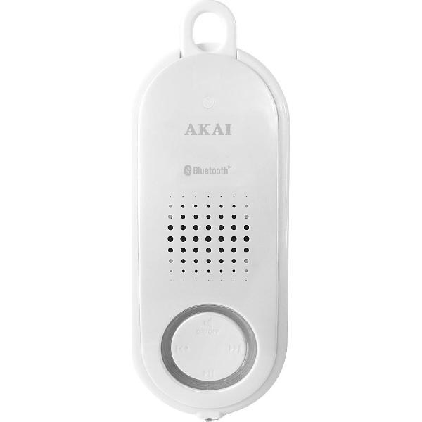 AKAI - Waterdichte Douchespeaker met Bluetooth en ingebouwde microfoon om te bellen - Wit