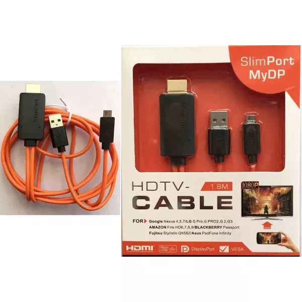 Slimport/MyDP to HDMI Adapter with 1.8M Cable (Orange)