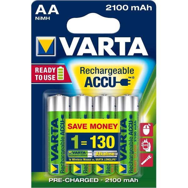 Varta Oplaadbare Batterijen AA 2100 mAh - 4 stuks