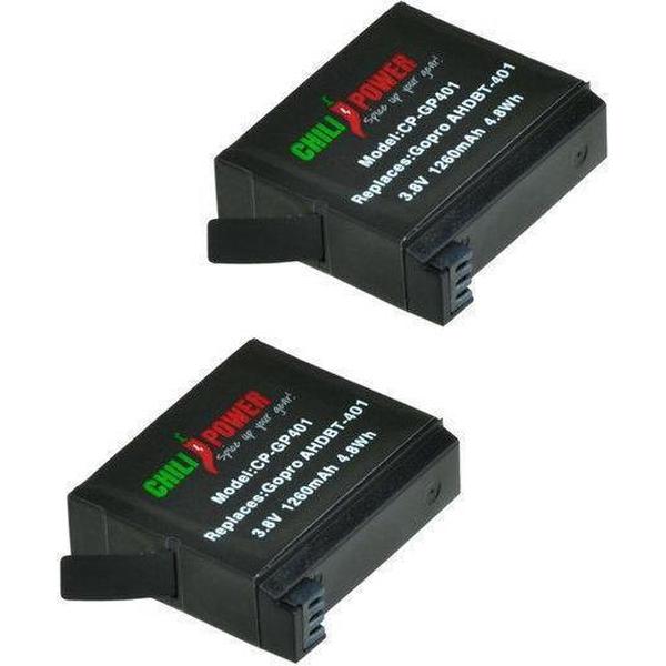 ChiliPower GoPro Hero4 camera batterij - 2 stuks verpakking