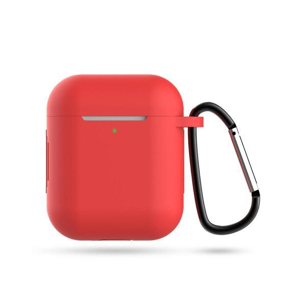 Siliconen Case Voor Apple AirPods 2 - Hoesje Met Haak - Airpod Accessoire (Rood)