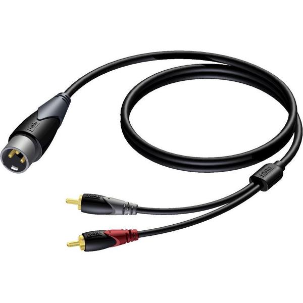 Procab CLA703 1x XLR (m) - 2x RCA (m) stereo audiokabel - 3 meter