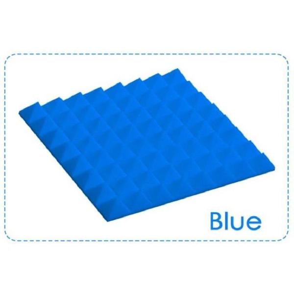 Akoestisch Studioschuim, Geluidsdemping panelen, Pyramid Tiles - 50 x 50 x 5 cm - Blauw