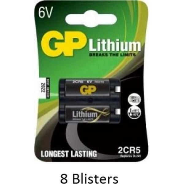 8 stuks (8 blisters a 1 stuks) GP Lithium 2CR5 6v