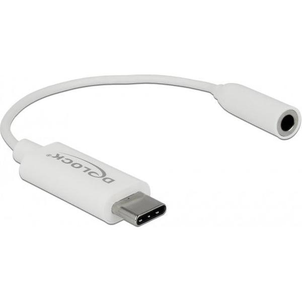 DeLOCK USB-C naar 3,5mm Jack audio adapter - actief - High-Res audio / wit - 0,15 meter