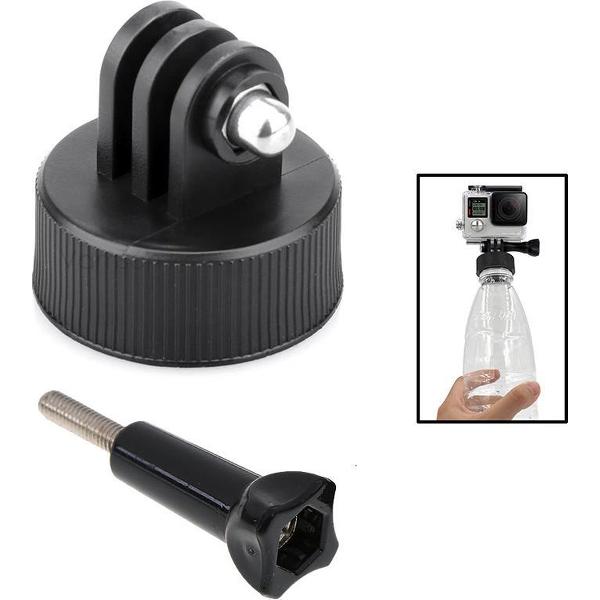 Fles / Bottle cap mount adapter voor GoPro met schroef - Geschikt voor bevestiging op (plastic) fles - Zwart