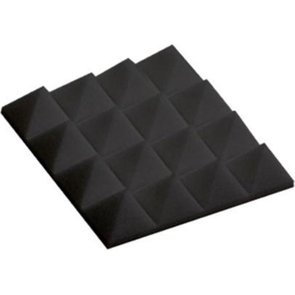 Akoestisch Studioschuim, Geluidsdemping panelen, Pyramid Tiles - 25 x 25 x 5 cm - Zwart