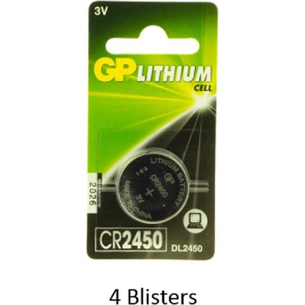 4 stuks (4 blisters a 1 stuks) GP Lithium CR2450 3V