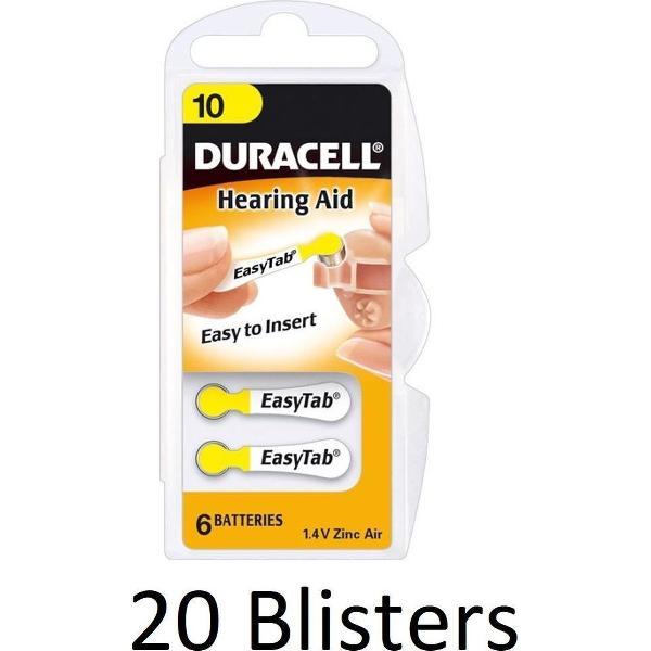 120 Stuks (20 Blisters a 6 st) Duracell Hearing Aid DA10 1.4V niet-oplaadbare batterij