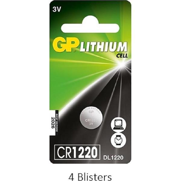 4 stuks (4 blisters a 1 stuks) GP Lithium Cell CR1220