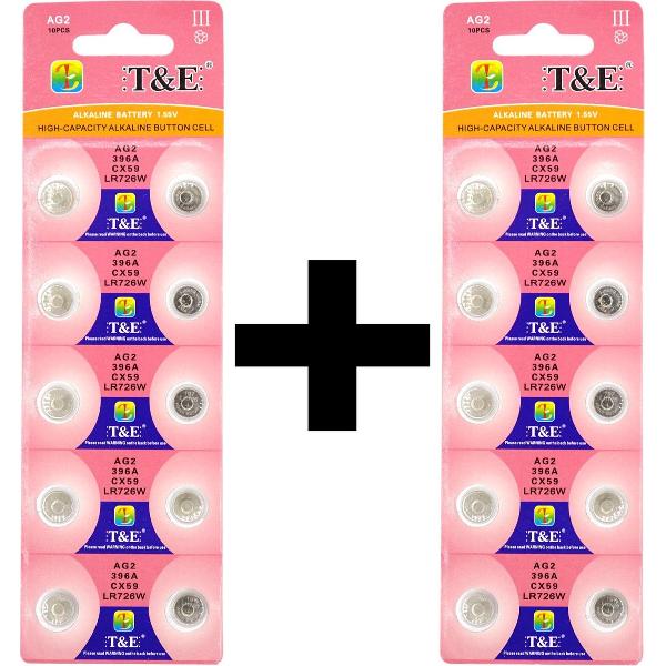 AG2 Knoopcel Batterij 20x - 2 Kaarten van 20 stuks batterijen voor Horloges - 1+1 Gratis & Gratis Cadeau