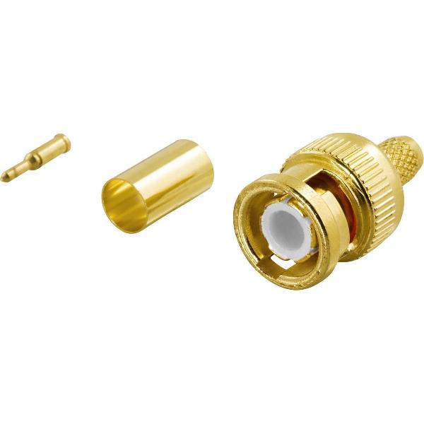 DELTACO DEL-668, krimp connector voor coaxkabel, BNC, RG59 / U, vergulde contacten