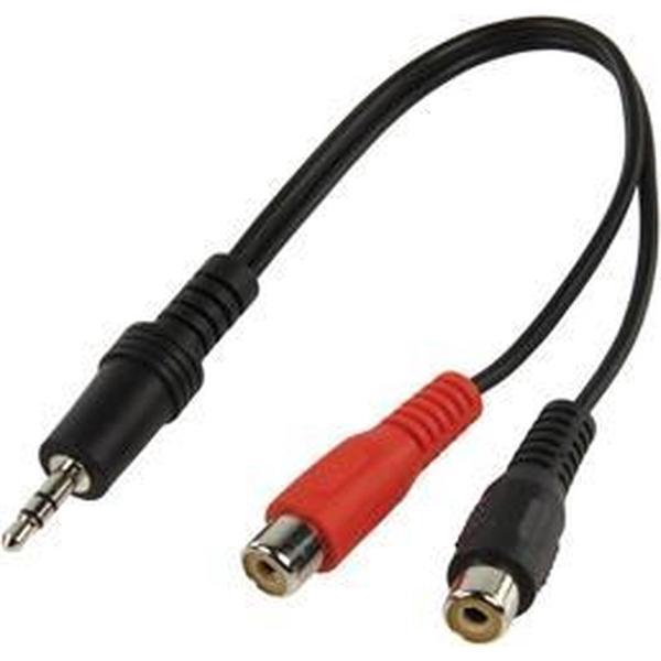 3.5mm jack stereo steker - 2 RCA kontra stekers 0,20 m