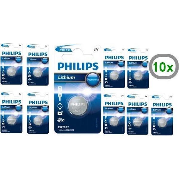 10 Stuks - Philips CR2032 3v lithium knoopcelbatterij