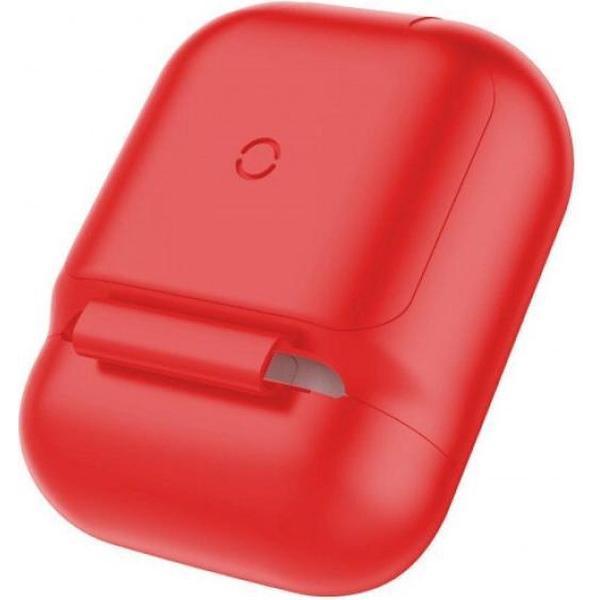 Baseus siliconen wireless / draadloze oplaad hoesje voor Apple AirPods 1 / 2 - Rood