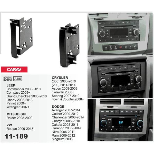 2-DIN Car Audio Installation Kit for CHRYSLER (300) 2008-10; (200) 2011+; Aspen 2008-09; Sebring 2007-10; Town&Country, <br />Caravan 2008+ / DODGE Avenger 2007+ (11-189)