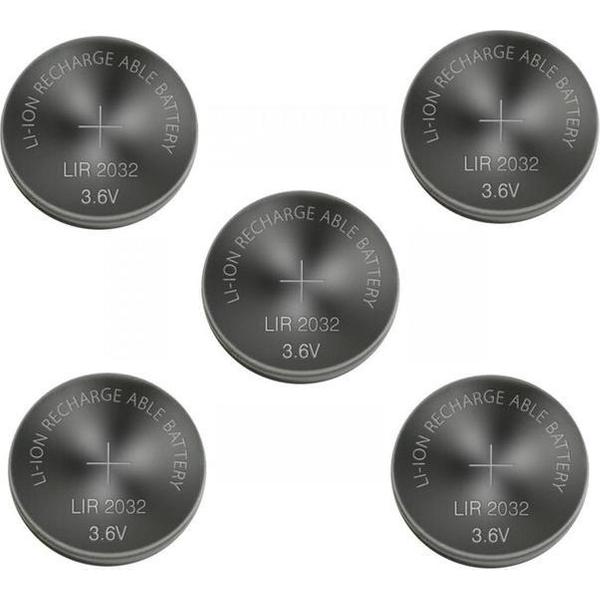 5 Stuks - BSE LIR2032 3.6V 40mAh oplaadbare Li-ion knoopcel batterij