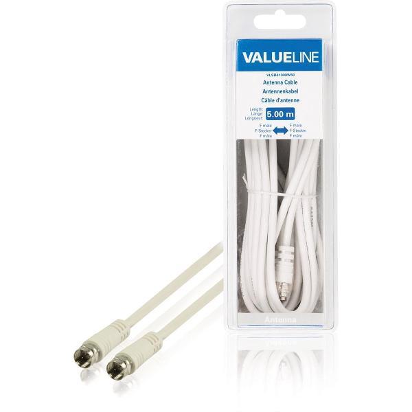 Valueline VLSB41000W50 Antennekabel F Mannelijk - F Mannelijk 5,00 M Wit
