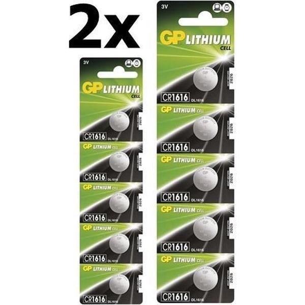 10 Stuks (2 Blister a 5st ) GP CR1616 3v lithium knoopcelbatterij