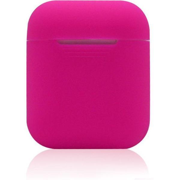 KELERINO. Siliconen hoesje voor Apple Airpods 1 & 2 - Softcase - Donker Roze