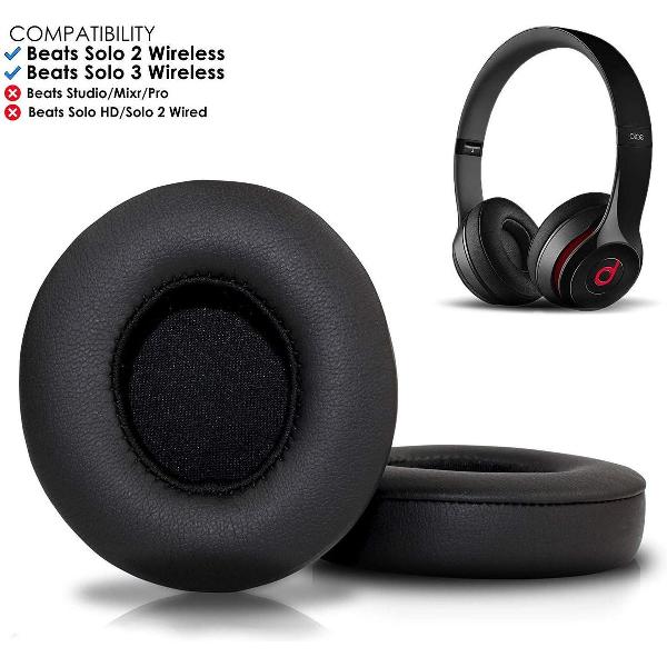 PU Lederen Oorkussens - Oorkussen set - Koptelefoon kussens - Geschikt voor de Beats By Dr. Dre Solo 2 / 3 - Zwart