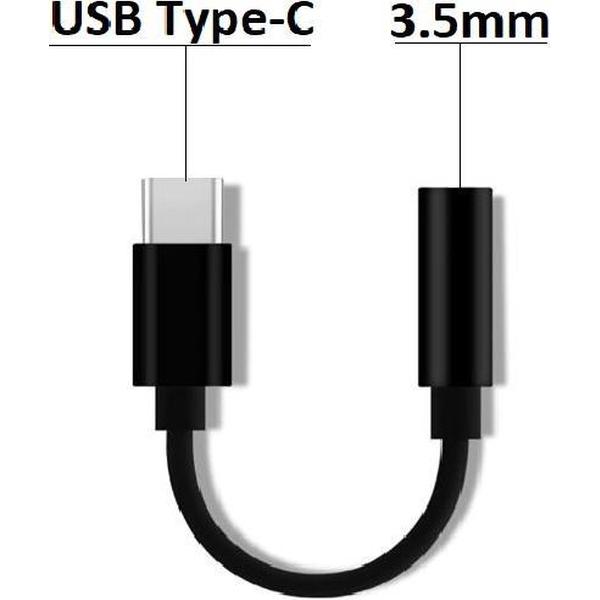 USB Type-C naar 3,5 mm koptelefoonaansluiting AUX Audio zwart kable
