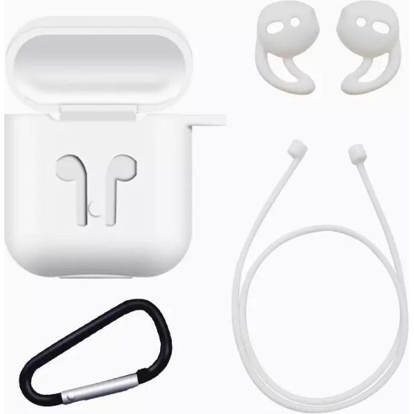 Siliconen Hoes - 4-in-1 - Wit - voor Apple Airpods 1 en 2