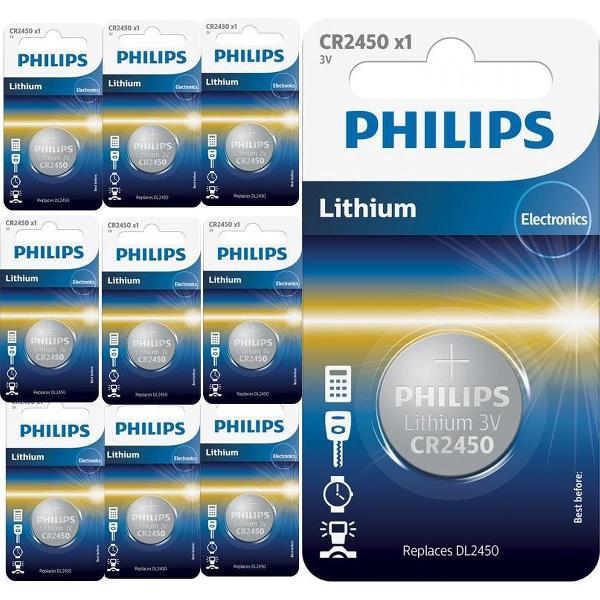 10 Stuks - Philips CR2450 3v lithium knoopcelbatterij