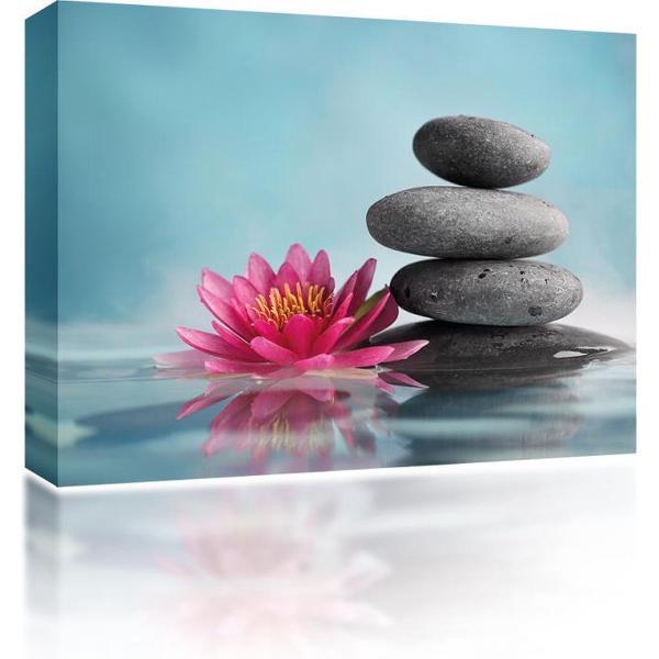 Sound Art - Canvas + Bluetooth Speaker Lotus Flower And Rocks (23 x 28cm)