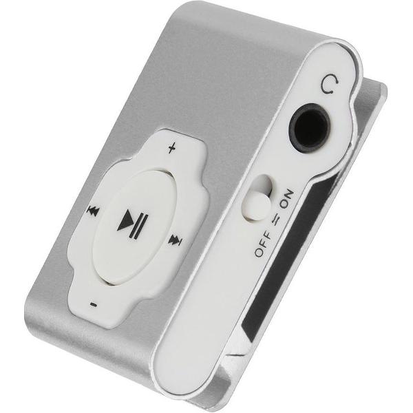 Mini mp3 speler | inclusief usb data kabel en oordopjes | geschikt voor micro sd-kaart (exclusief) | zilver