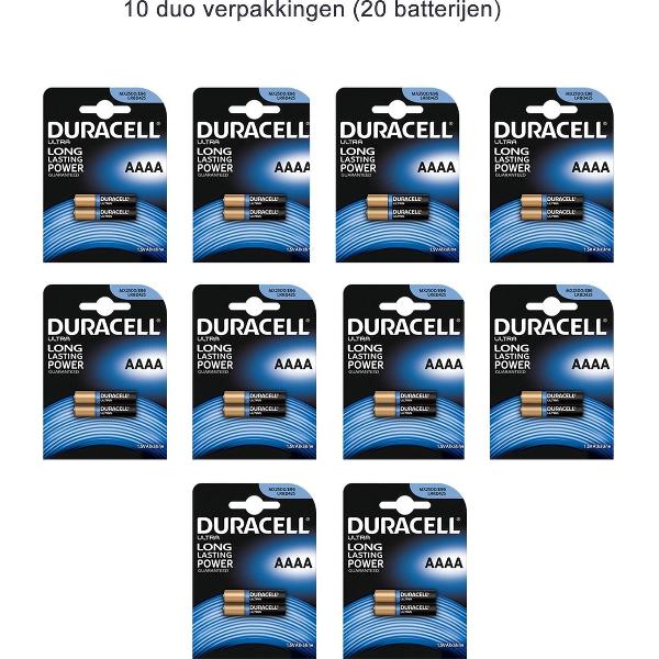20 Stuks (10 Blisters a 2st) Duracell Ultra LR61 / E96 / AAAA / MN2500