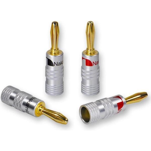 4 Nakamichi banaanstekkers - Luidspreker stekkers - 4 professionele banaan stekkers / connectors - Universeel