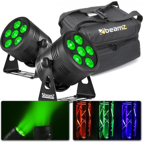 Lichtset op accu met tas - BeamZ BBP66 draadloze Uplight LED spots (2x) met ingebouwde accu + tas