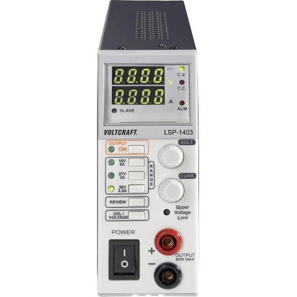 VOLTCRAFT LSP-1403 Labvoeding, regelbaar 0 - 36 V/DC 0 - 5 A 80 W Master/Slave functie Aantal uitgangen 1 x