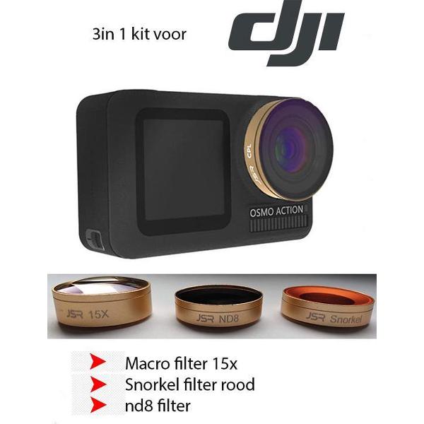 Lens en filter 3in1 snorkel en land kit voor DJI osmo action camera macro lens snorkel filter en adapter
