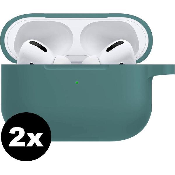 Hoes Voor Apple AirPods Pro Case Siliconen Hoesje - Mignight Green - 2 PACK