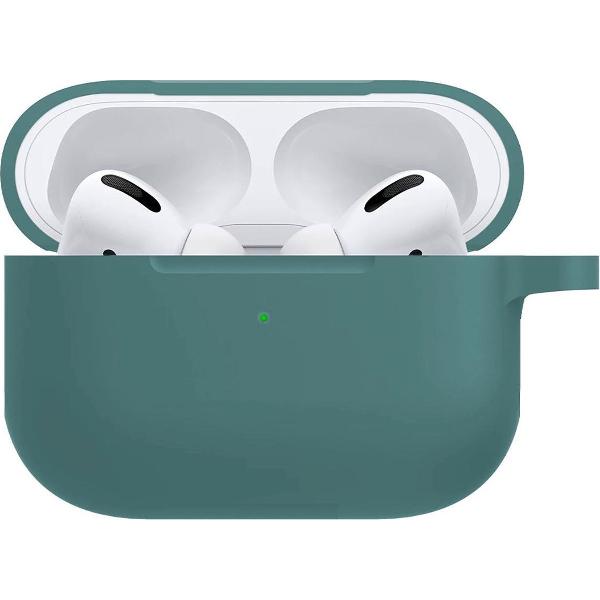 Hoes voor Apple AirPods Pro Hoesje Siliconen Case - Midnight Green