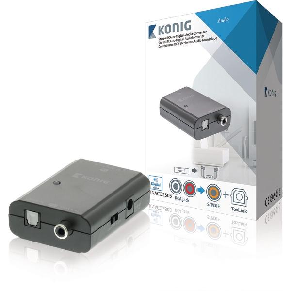 Digital Audio Converter 2x RCA Female - 1x TosLink Female + 1x S/PDIF (RCA) Female Dark Grey