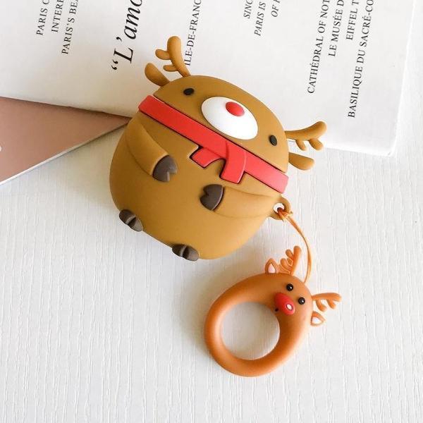 Draadloze koptelefoon schokbestendige kerst Cartoon siliconen beschermhoes voor Apple AirPods 1/2