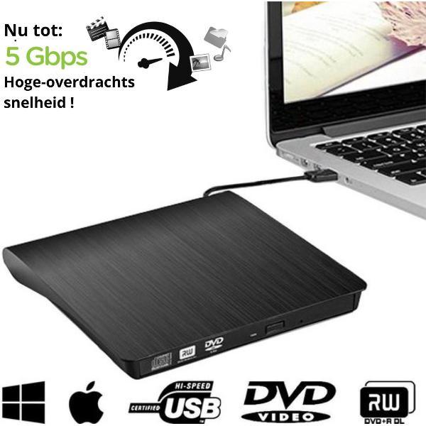 Externe DVD & CD Speler - Externe DVD Brander - Externe DVD Speler Geschikt Voor Windows, Linux & Mac - USB 3.0 - NIEUWSTE VERSIE