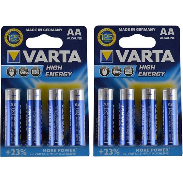 16x Varta Alkaline AA batterijen high energy 1.5 V - LR6 16x stuks