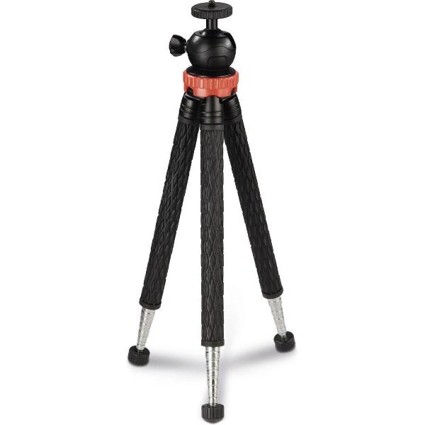 Hama Traveller Pro Tripod 1/4 inch Werkhoogte: 23 - 105 cm Zwart, Zilver, Rood Voor smartphones en GoPro