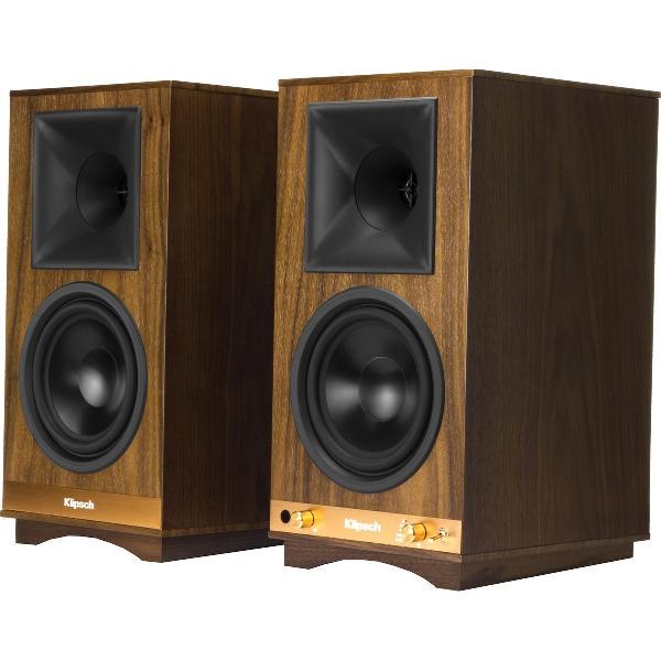Klipsch The Sixes actieve boekenplank speakers - walnoot (per paar)