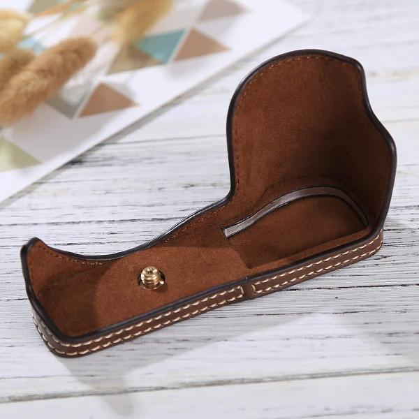 1/4 inch draad PU lederen camera half behuizing basis voor Sony ILCE-5100 / A5100 (koffie)